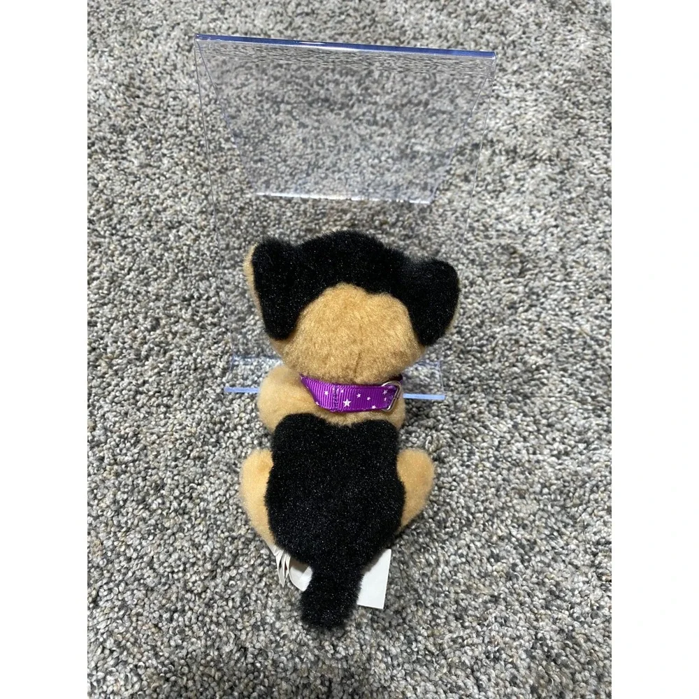 Justice Pet Shop Teddy German Shepherd Plush Tan Black Dog Purple Collar Tag